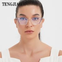 fyjhTENGJIAO Eyeglasses Women Spectacle Frame Anti-Blue Light Rays Computer Optical Fashion Cat Eye Glasses Female Clear Lens