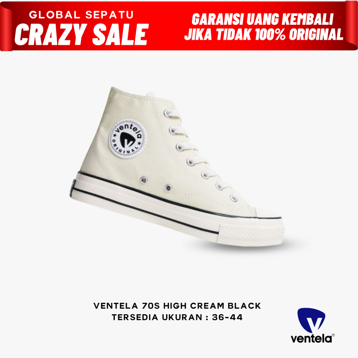 Sepatu Ventela 70s High Cream Black Made In Indonesia Lazada Indonesia