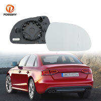 POSSBAY กระจกมองหลังรถยนต์2ชิ้นพร้อมฟังก์ชั่นทำความร้อนสำหรับ Audi A4 S4 B8 A5 S5 2008-2009สีขาวสีฟ้าอุปกรณ์เสริมอัตโนมัติ