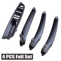 LHD-Black-4pcs LHD-Black-4pcs รถขับเคลื่อนด้านซ้ายมือสำหรับ BMW E70 E71 X5 X6 2007-2013แผงมื่อจับประตูด้านในคาร์บอนไฟเบอร์สีเบจสีดำแผงด้านใน