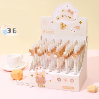 36Pcs Kawaii การ์ตูน Kleine เบียร์เจล Druk ปากกา0.5มม. Zwart โรงเรียนสำนักงาน Schrijven Levert Leuke Bruine ปากกา Briefpapier ของขวัญเด็ก