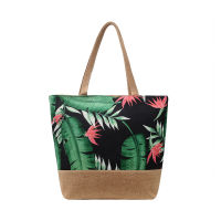 2022 Summer Tropical Floral Printed Beach Bags Ladies Big Shoulder Tote Bag Casual Womens Canvas Handbags For Shopping