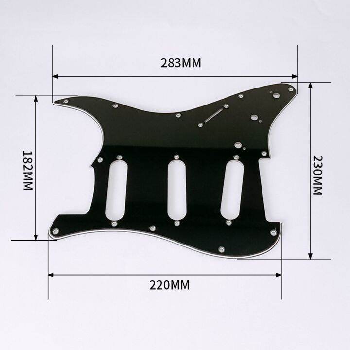 black-3-ply-11-holes-sss-guitar-pickguard-anti-scratch-plate-for-st-fd-electric