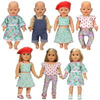 G Dress Rompers Pants And Shirts Outfits For 43-45Cm Newborn Baby Or Toys 17-18 Inch Western Girls Dolls Clothes Essories