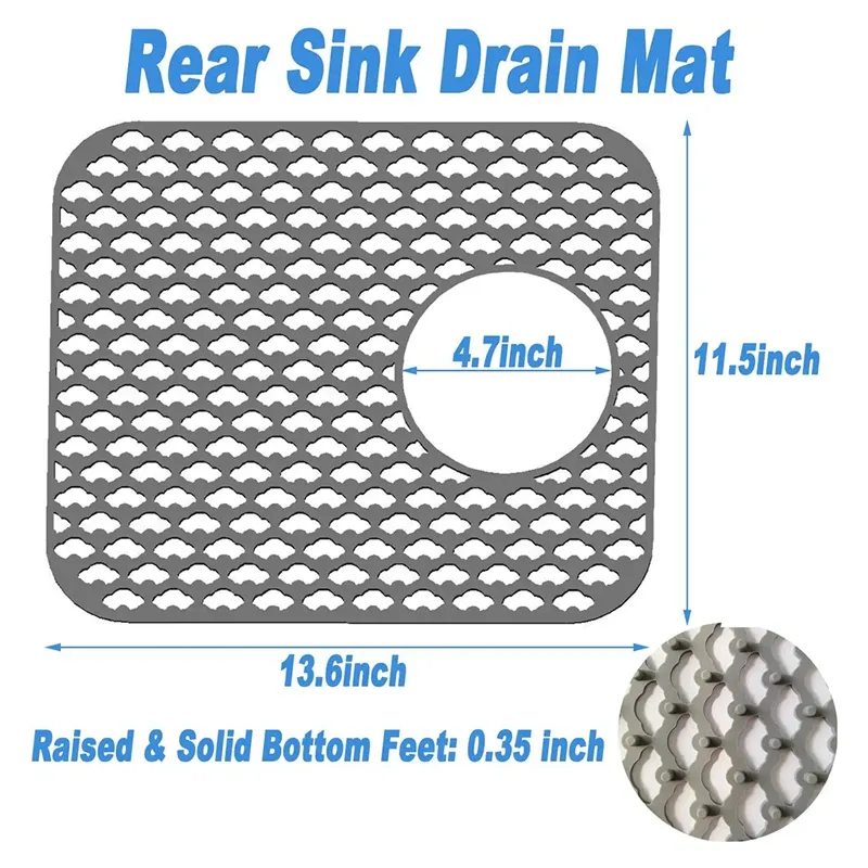 Silicone Kitchen Sink Protector Mat Folding Heat Resistant Drain