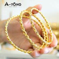 AYONG Dubai สร้อยข้อมือทอง18K ชุบทองสไตล์พังก์บิดกำไลพันข้อมือสไตล์ตะวันออกกลางเครื่องประดับวินเทจงานแต่งงาน