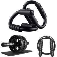 Gym Wheel Set Exercise Ab Roller Wheel Kit Push Up Bar Handles Adjustable Jump Rope for Indoor Equipment