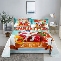 Santa Claus 0.91.21.51.82.0m Digital Printing Polyester Bed Flat Sheet With Pillowcase Print Bedding Set