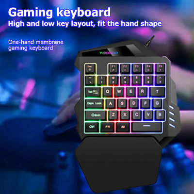 G94 USB One Handed Gaming Keyboard 35 Keys Wired Membrane Keyboard Keypad for Laptop Desktop PC Computer Gamer( Black)