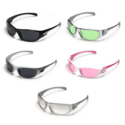 OKDEALS แว่นกันแดด Y2K แว่นกันแดดกีฬาสำหรับผู้ชายและผู้หญิง,แว่นตาขับรถทรงรีเฉดสีสุดอินเทรนด์