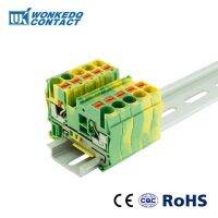 [HOT QAA,JXHKLWW 121] 5Pcs PT6 PE Push In Ground Feed ผ่านป้องกัน Earth Strip Plug Wire ขั้วต่อไฟฟ้า Din Rail Terminal Block PT 6 PE