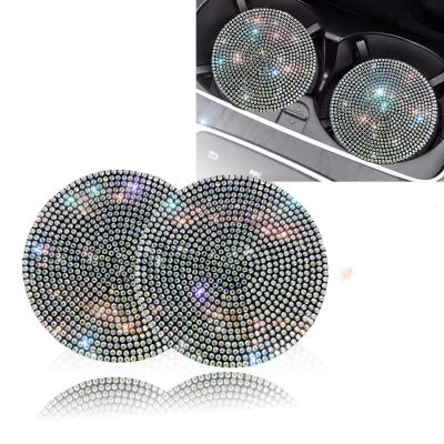 2pcs 2.75 Rhinestone Auto Shockproof Insert Accessories For Women Inch Coaster Automotive Coasters Car Cup Bling