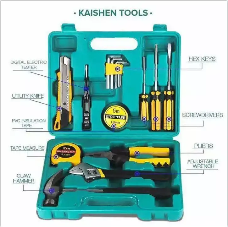 16Pcs Professional Repair Tool box organizer for tools large metal steel  cabinet motorcycle Set Home Hardware accessories Maintenance Hand ToolBox  Kits Case mechanic car kit Portable Electrical Repairing With Carry power  Sets