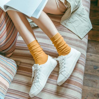 Zuoan Soft Cotton Socks Women Solid Color Ankle Socks