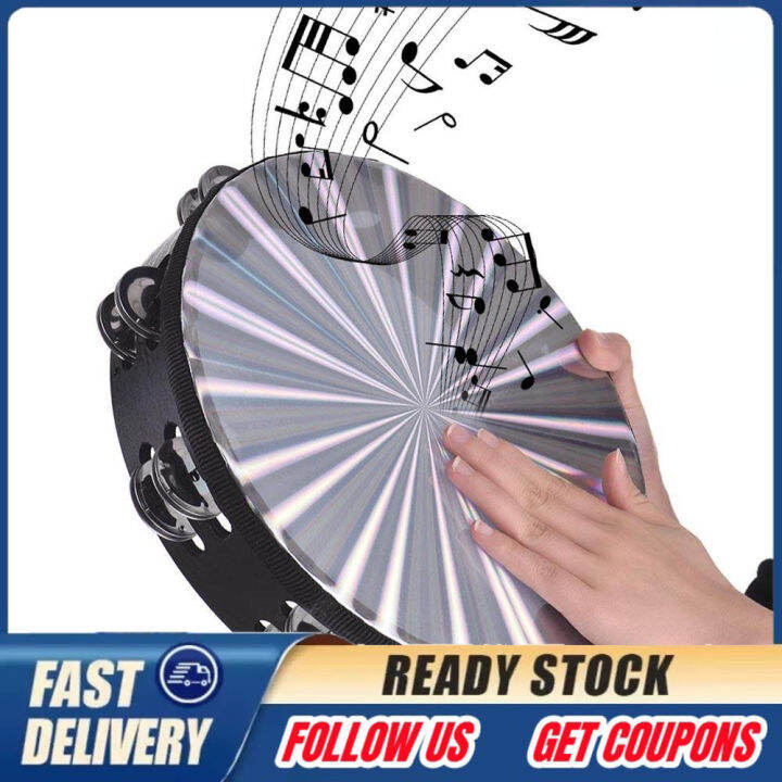 【🇵🇭LOCAL SHIP】8/10 Inch Wooden Radiant Tambourine Handbell Hand Drum with Double Row Jingles