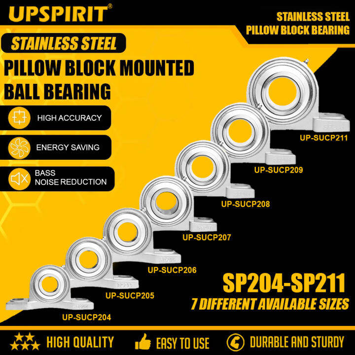 UPSPIRIT Stainless Steel Bearing Units For Shafting Pillow Block 100