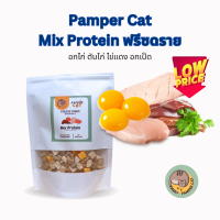 ขนมแมว โปรตีนรวม ฟรีซดราย แมว (Pamper Cat) ปลอดภัย ไร้สารปรุงเเต่ง Freeze-Dried 100g