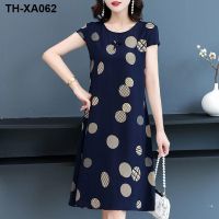 2023 new mother cotton silk nightdress female summer thin section middle-aged middle-aged pajamas man-made cotton dress can be worn outside