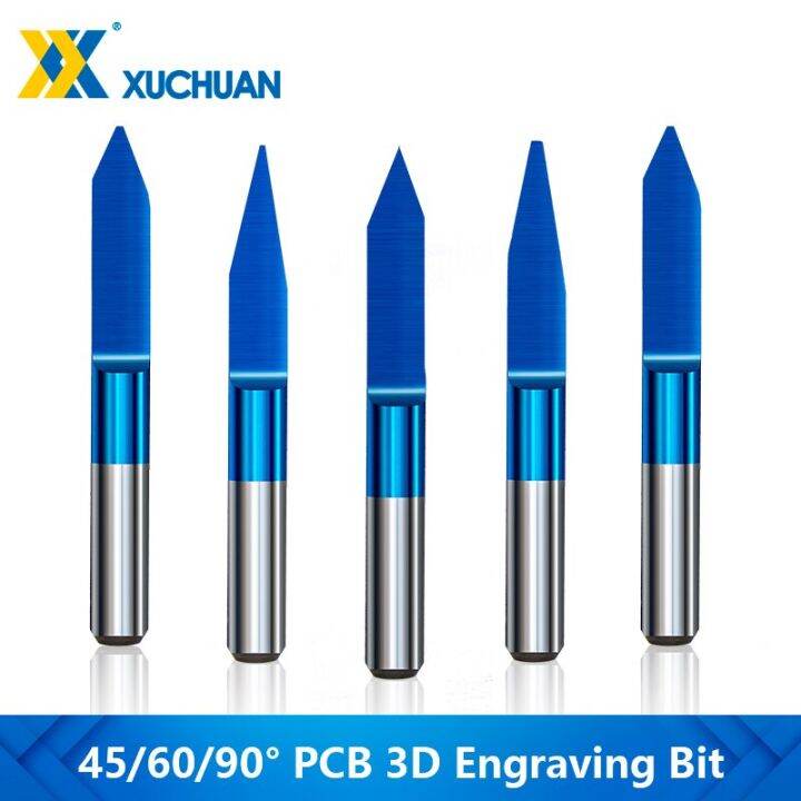 pcb-แกะสลักบิต-10pcs-1-8-shank-v-groove-router-bit-45-60-90-องศา-3d-milling-cutter-carbide-endmill-flat-bottom-cutter