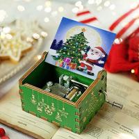 Christmas Gift Wooden Hand Crank Music Box Merry Christmas Music Theme Halloween Birthday New Year Gifts Santa Claus Decoration