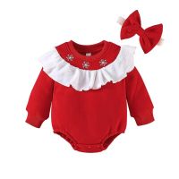 Christmas Newborn Bubble Onesie Baby Girl  Romper Children Red Stripe Long Sleeve Jumpsuit Kid Toddler One-Piece New Clothes 35