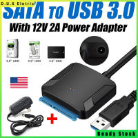 ตัวแปลงอะแดปเตอร์12V เป็น USB3.0เป็น SATA 2A ปลั๊กแปลงไฟ