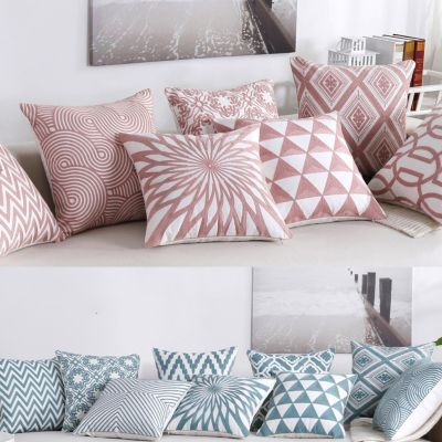 hot！【DT】✓✾  NEW Cotton Woolen Embroidered Cushion Cover Pink Throw Pillows