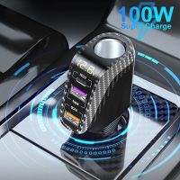 ✷▧☢ 100W USB Car Charger PD 3.0/QC 4.0 Super Fast Charge ที่ชาร์จบุหรี่ไฟแช็กโทรศัพท์ Quick Charge 3-Socket Universal สำหรับ 12V/24V