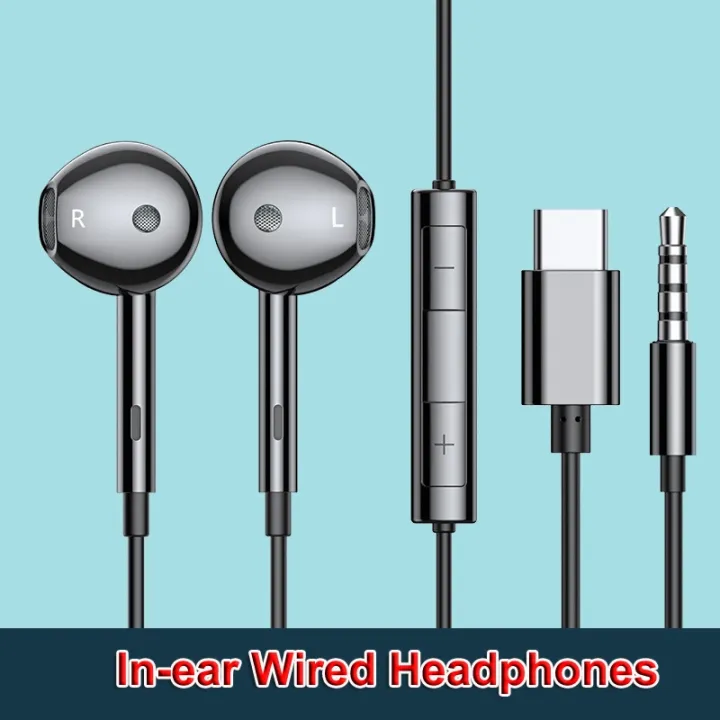 USB Typec Earphones for Samsung Galaxy S22 S21 S20 Plus A53 Mic