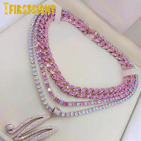 2021Iced Out Bling 5A Zircon 5mm Tennis Chain Necklace Women Men Hip Hop Fashio Jewelry Gold Silver Color Pink CZ Charm Choker