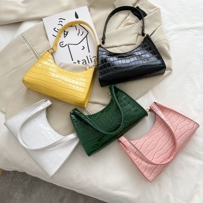 ❀✧ Crocodile Pattern PU Leather Handbag Female Shoulder Bag Fashion Ladies Armpit Bag Retro Casual Women Tote Small Clutch Dropship