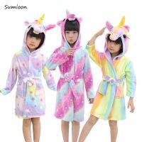 [Xiaoli clothing] Kigurumi เด็ก39; S ชุดการแต่งกายสัตว์ยูนิคอร์นเสื้อคลุมอาบน้ำเด็กชุดว่ายน้ำชายหญิงเสื้อคลุมด้วยผ้าสักหลาดชุดนอน Nightgown