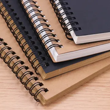 5Pcs A5 Black Spiral Notebook Blank Sketchbook Unruled Journal