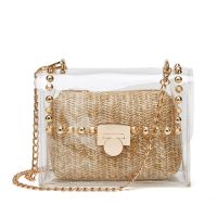 ?Dream Best? Summer PVC Transparent Bag Women Chain Crossbody Bags Female Weave Bohemia Clutch Khaki Rivet Clear Bags Casual Composite Totes