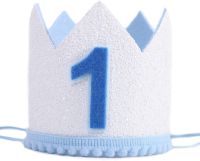 1 Year Old Baby Birthday Crown First 1st Happy Birthday Party Decor Kids Boy Girl Baby Shower Party Decoration Hat Party Banner Banners Streamers Conf