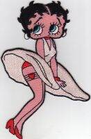 iron on patch Embroidery Betty Boop áka Marylin Monroe Comic Cult 12x8.5 cm ตัวรีด เย็บติดผ้าประเทศไทย โลโก้ปัก มีกาวสำหรับรีด ตกแต่งเสื้อผ้า