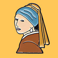 O363 Wholesale 10pcslot Fashion The Girl With A Pearl Earring Metal Enamel Pin Brooch Creative Denim Coat Badge Jewelry Gift