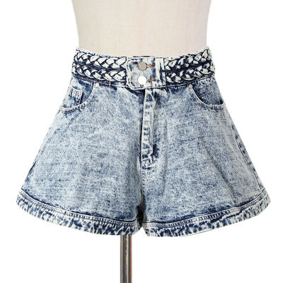 TWOTWINSTYLE Casual Blue Denim Short For Women High Waist Straight Korean Loose Shorts Female  Summer Fashion Clothing Style