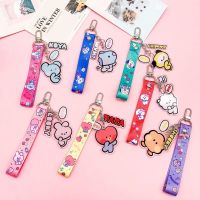 Kawaii Bt21 Anime Hobby Tata Chimmy Cooky Koya Acrylic New Minini Three-Piece Wristband Keychain Bag Pendant