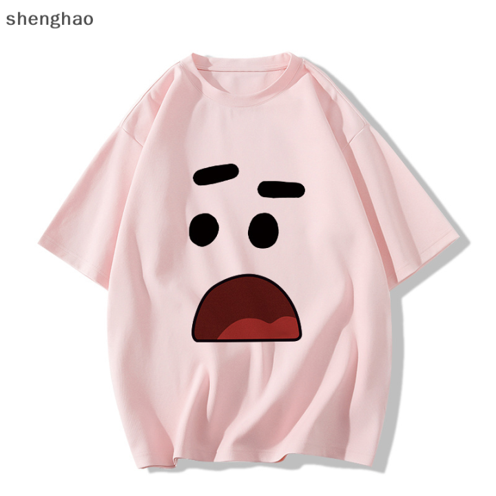 shenghao-เสื้อยืดคอกลมแขนสั้นพิมพ์ลายการ์ตูนสำหรับผู้หญิงทรงหลวมลำลอง