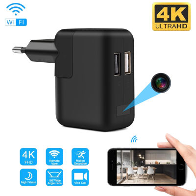 Winstong 4K Wireless IP Mini กล้อง USB Charger WiFi ซ่อน Spy กล้อง Home Security กล้องวงจรปิดพี่เลี้ยงกล้อง Night Vision Motion Detector เชื่อมต่อกับโทรศัพท์ด้วยเสียง