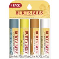 Burts Bees แพค 4 ลิปปาล์ม Tubes 100% Natural Rescue Lip Balm, Cooling Eucalyptus, Lemon, Honey, Unscented