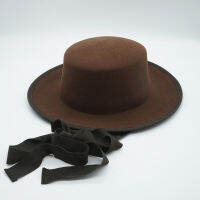 สไตล์ฝรั่งเศสผู้หญิงปีกกว้างขนสัตว์ fedoras กาแฟยาว rinbbon ปักคริสตจักรหมวก Ladie boater หมวกเวทีแต่งงาน dres SS หมวก