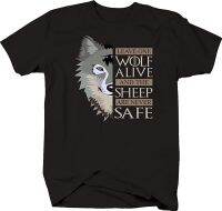 JHPKJLeave One Wolf Alive And Sheep Are Never Safe Shirt Softstyle Tshirts Black Premium Cotton Short Sleeve O-Neck Mens Tshirt 4XL 5XL 6XL