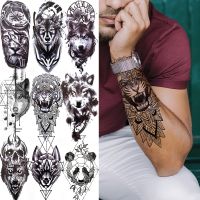 hot【DT】 Tiger Totem Temporary Men Kids Fake Wolf Death Sticker Arm Tatos