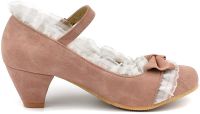 Odetina Womans Low Heel Lolita Shoes Cute Lace Bow Mary Jane Pumps