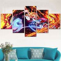 5ชิ้น Wall Art ผ้าใบพิมพ์ญี่ปุ่นอะนิเมะโปสเตอร์ Demon Slayer Rengoku Vs Akaza ภาพตกแต่งบ้านโมเดิร์นภาพวาด New