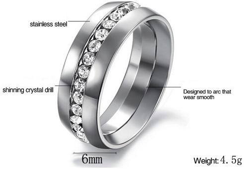 แหวนสแตนเลสแท้-ประดับแหวนเพชรสวิส-แบบสไตล์เรียบหรู