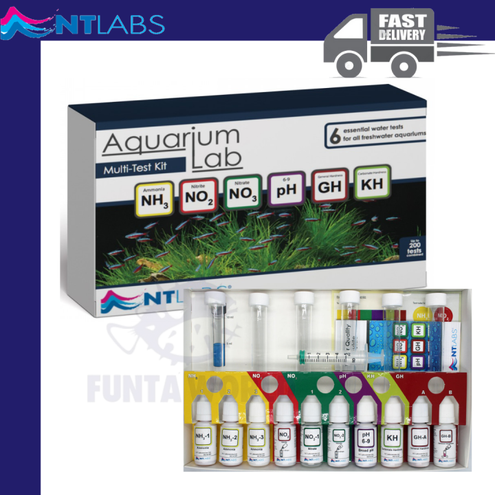 NTLABS Aquarium Lab MultiTest Kit Set NH3 / NO2 / NO3 / PH / GH / KH