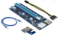 PCI-E 1X to 16X Riser Card 6 Pin to SATA Power Supply USB3.0 Cable 60cm for bitcoin miners